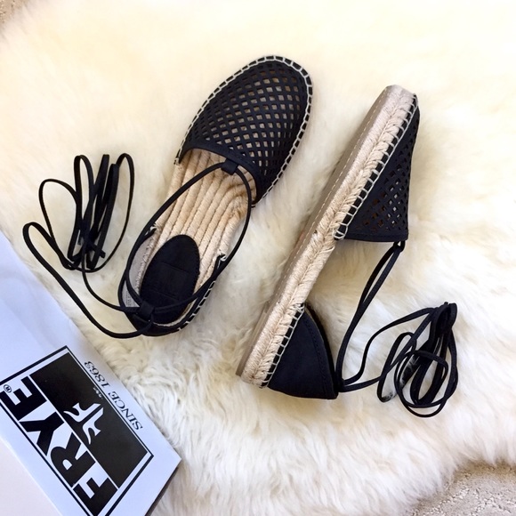 Frye Shoes - Frye Leo Perforated Ankle Wrap Espadrille Flats